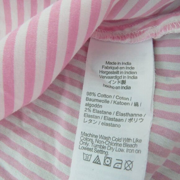 J. CREW Collared Puff Sleeve Mini Shirt Dress Striped Cotton Pink White Preppy - Picture 16 of 16